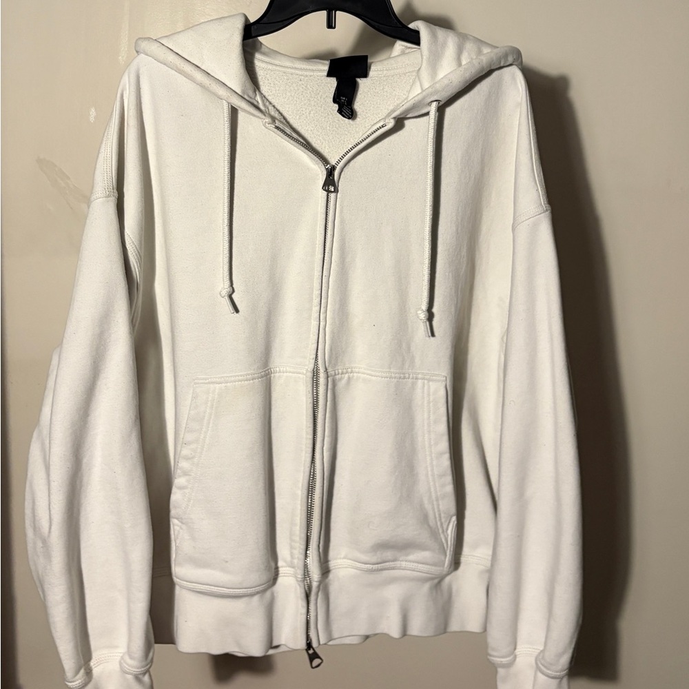 H&M White Zip-Up Hoodie